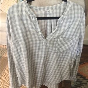 Lou & Grey White and Grey Gingham Tunic Top