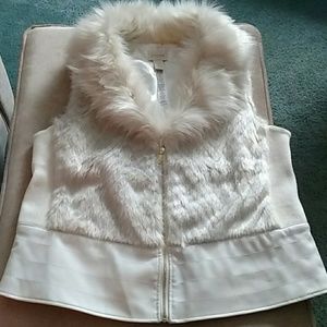 White leather and fur vest