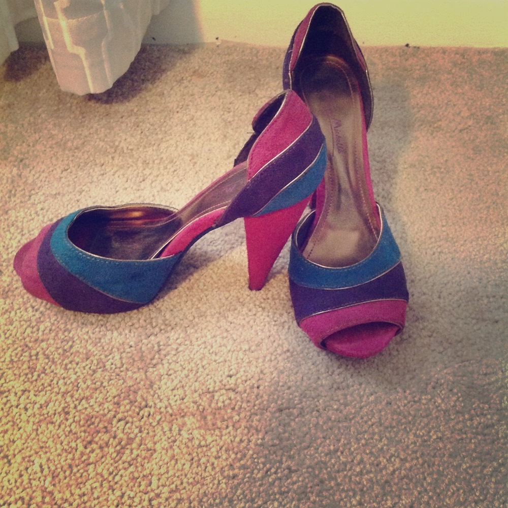 Suede high heel peep toe