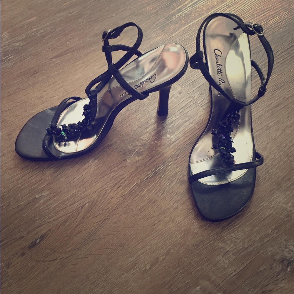 Ladies Black Strappy Heels