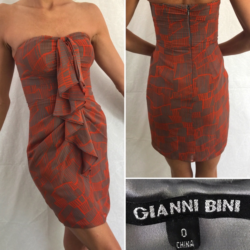 Gianni Bini Strapless Cocktail Dress Size 0 Ruffle