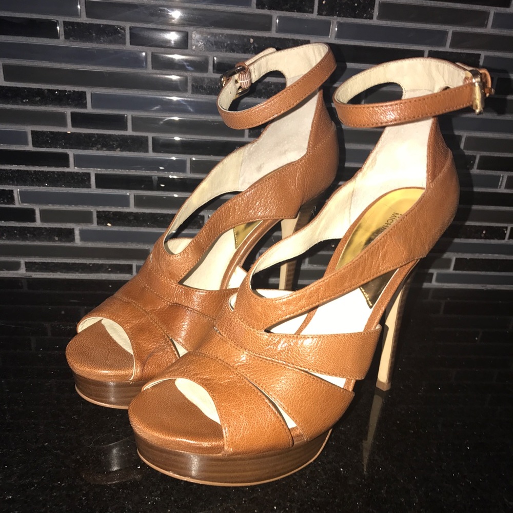 Brown Michael Kors Heels with ankle strap