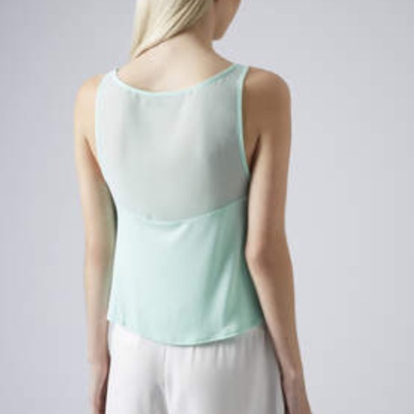 Topshop Green pleated mesh shirt NWOT - Picture 8 of 10