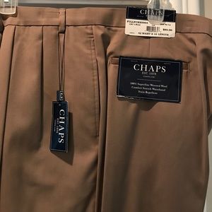 NWT CHAPS pleated dress pants dark khaki color