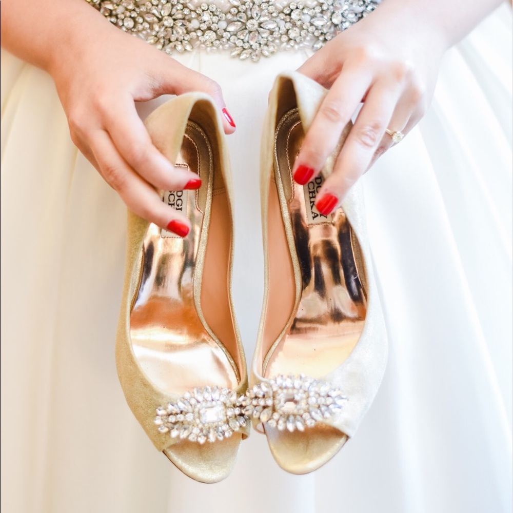 Badgley Mischka Peep Toe Heel w/ Gem Detail