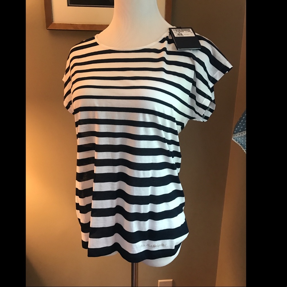Paul & Shark Navy/White Striped Ladies Tee Sz M