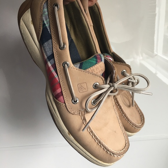 Sperry Shoes - {Sperry's} Top Sider tan with plaid print