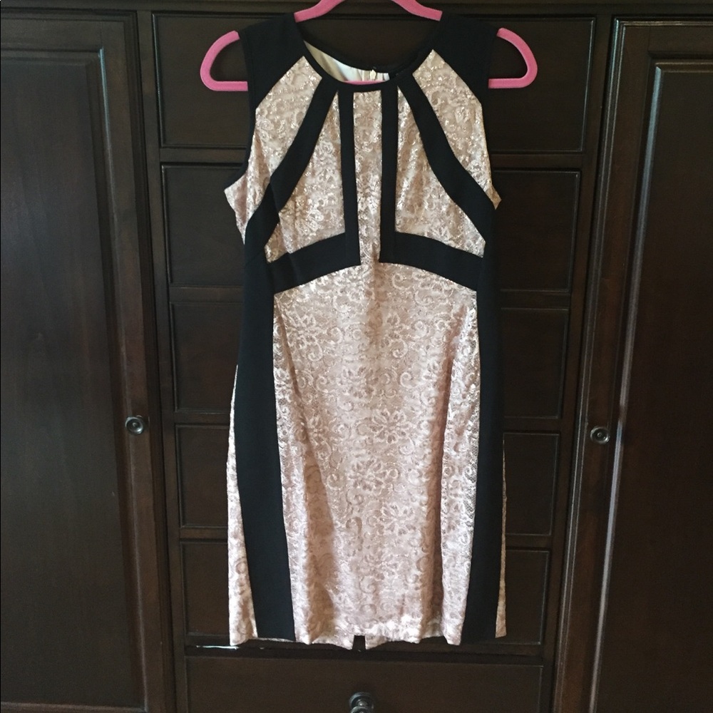 Rose gold and black evening dress