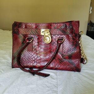 Michael Kors Printed Python Leather Satchel