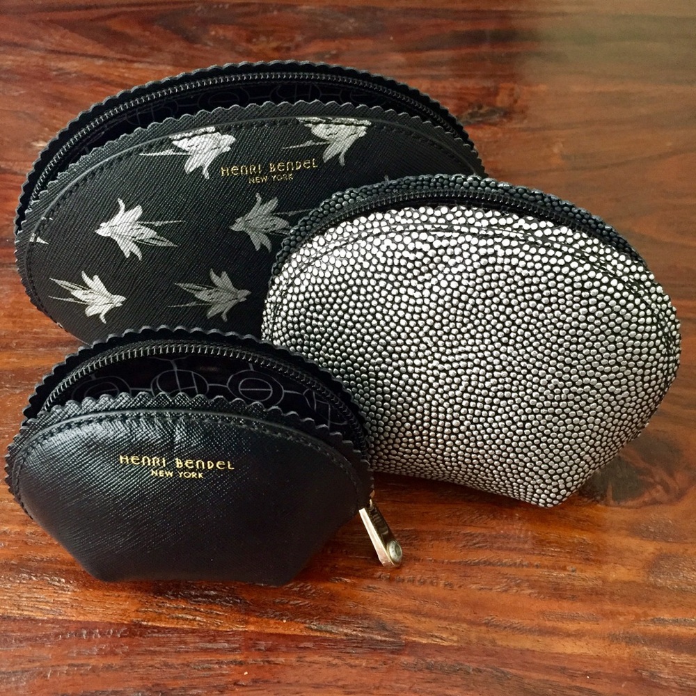 Leather cosmetic bag trio