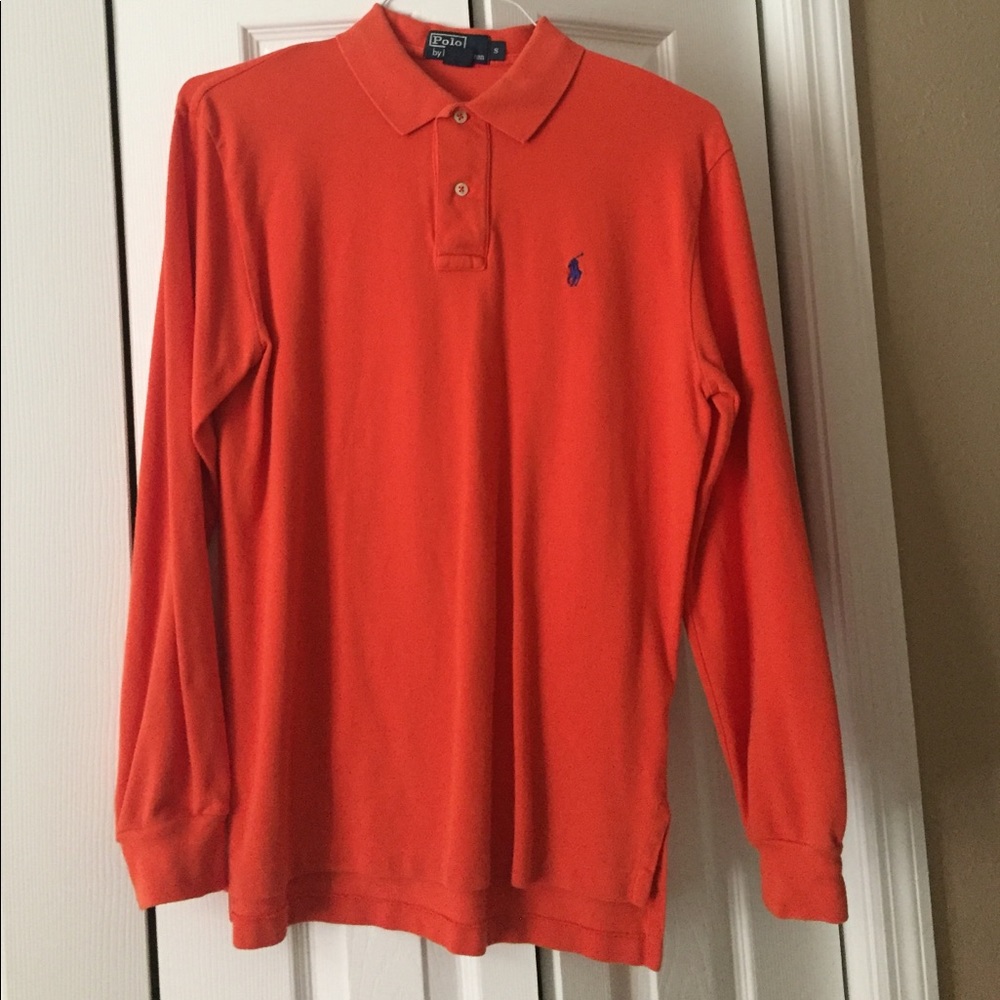 Orange Ralph Lauren Long Sleeve Polo