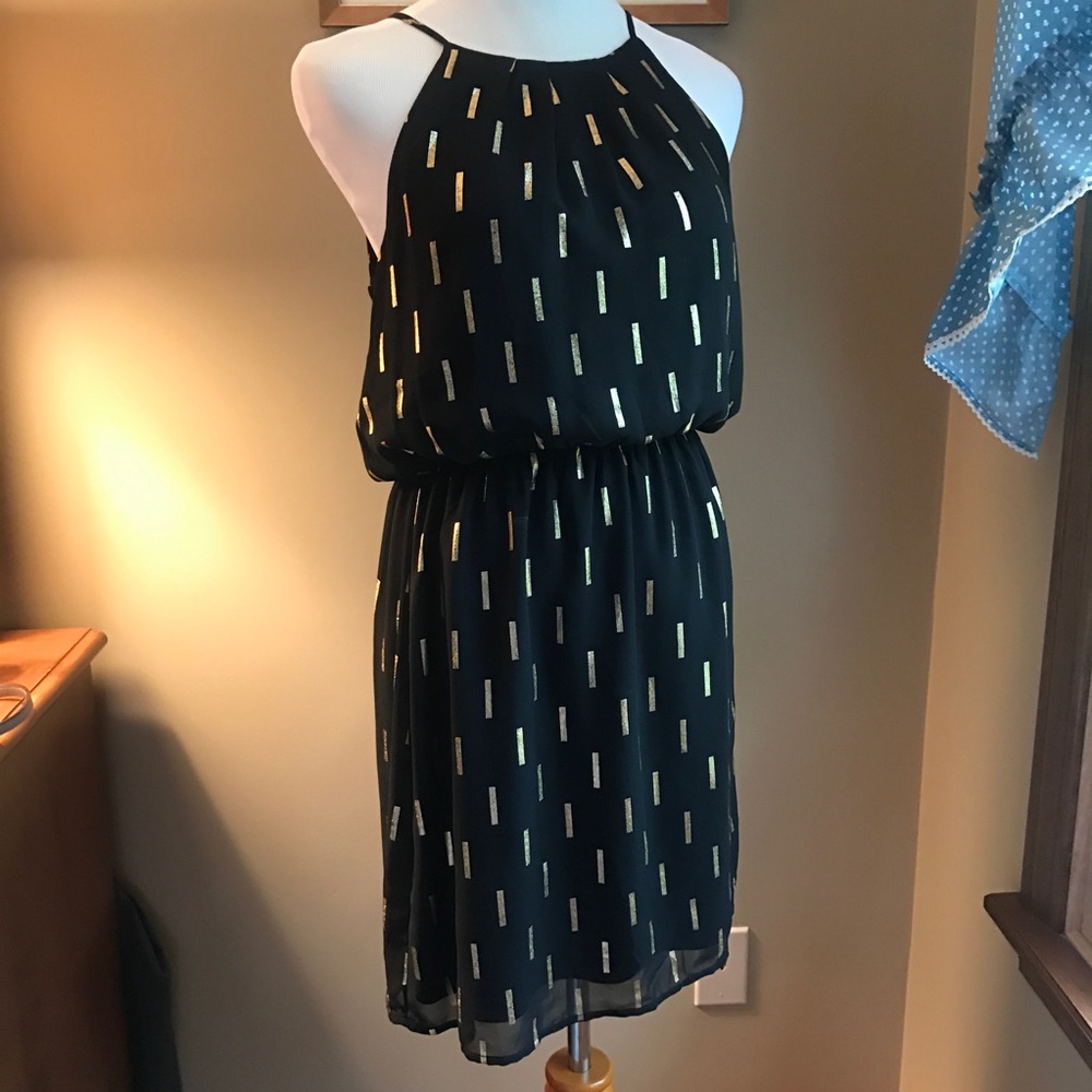 Collective Concepts Black Dress with Gold Accents