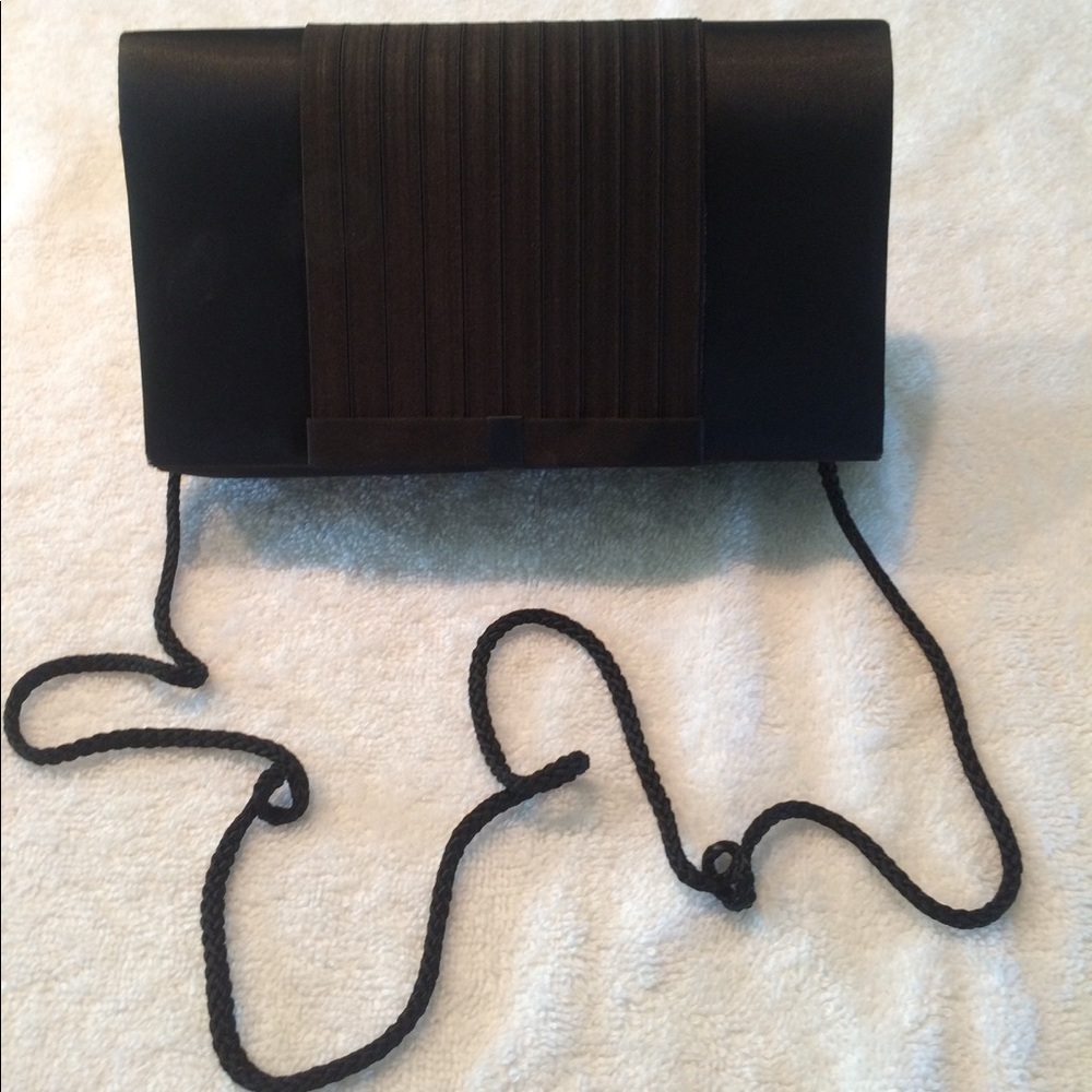 Tailored black fabric evening clutch bag