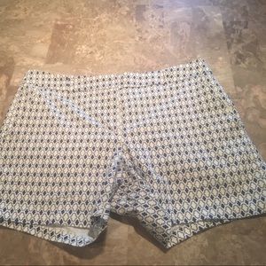 Navy and white shorts.