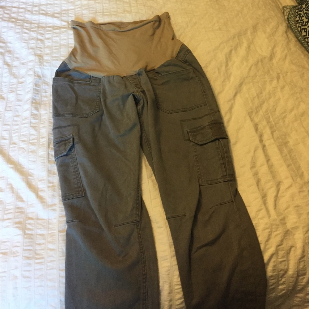maternity full panel skinny cargo pants