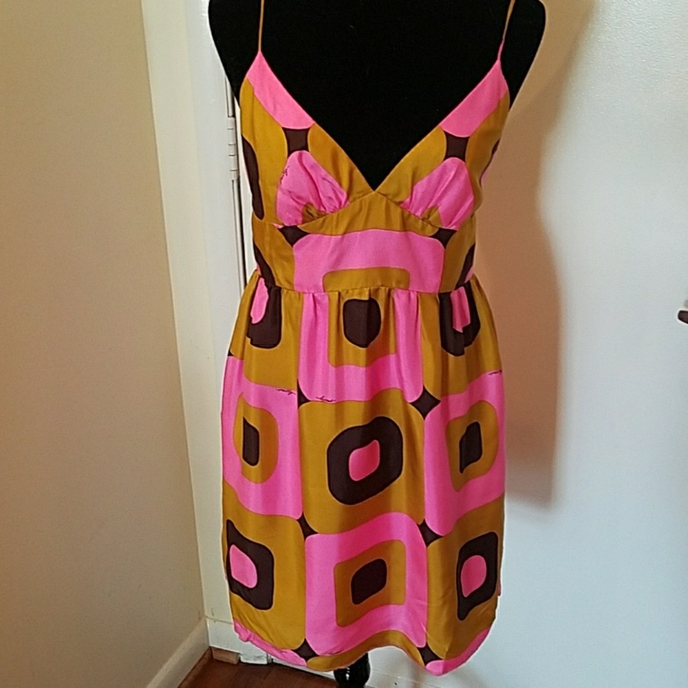 Milly silk pink & mustard  w/ pockets