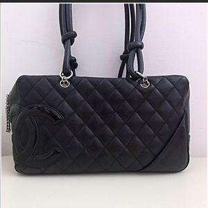 Authentic Chanel Cambon Bowler Black patent