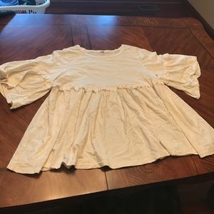 Cream 3/4 length bell sleeve top