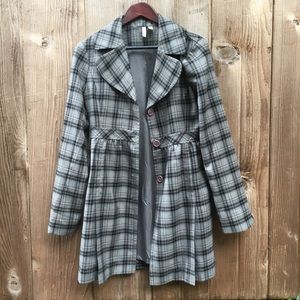 Susina Grey, Plaid, High Waisted Coat