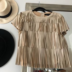 Leatherlike fringe top