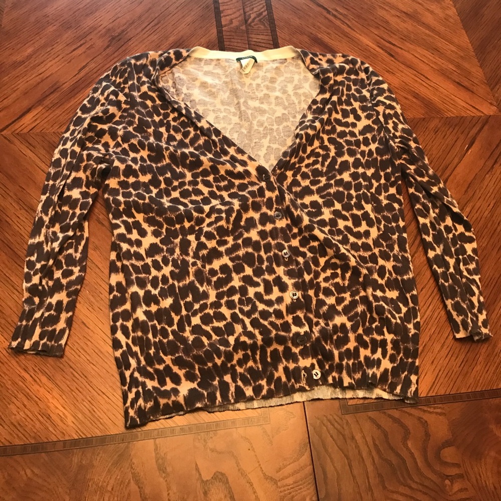 Animal print cardigan sweater