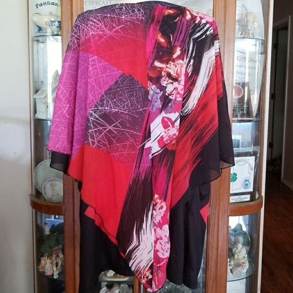 BEAUTIFUL COLORFUL PLUS SIZE SHEER SHIRT TANK - Picture 4 of 6
