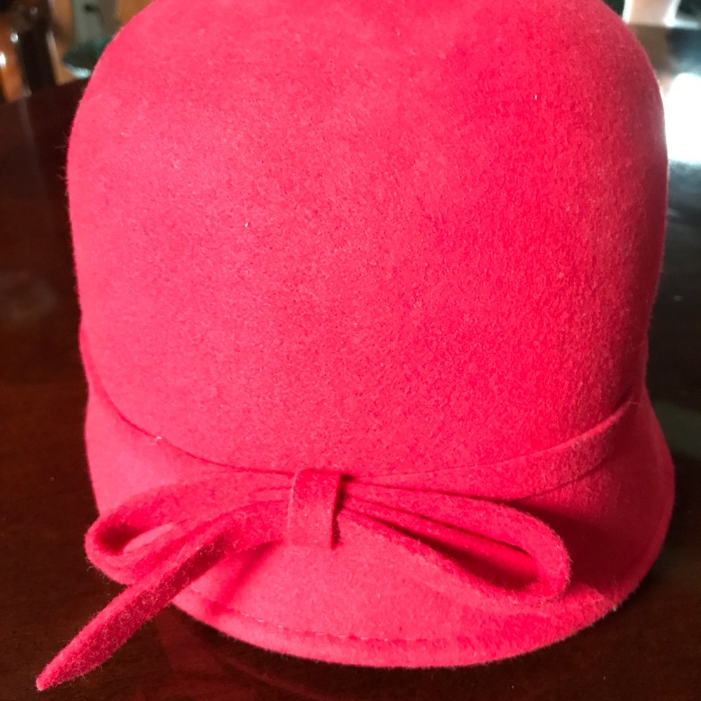 Red wool cloche hat