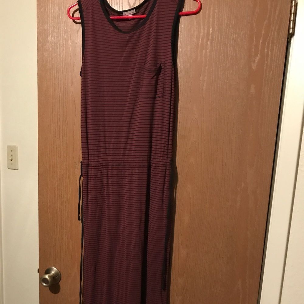 Maroon striped Gap midi dress