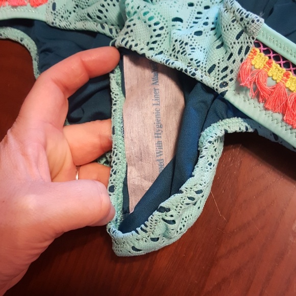 Shade & Shore bikini teal orange tassel B204/05 - Picture 3 of 8