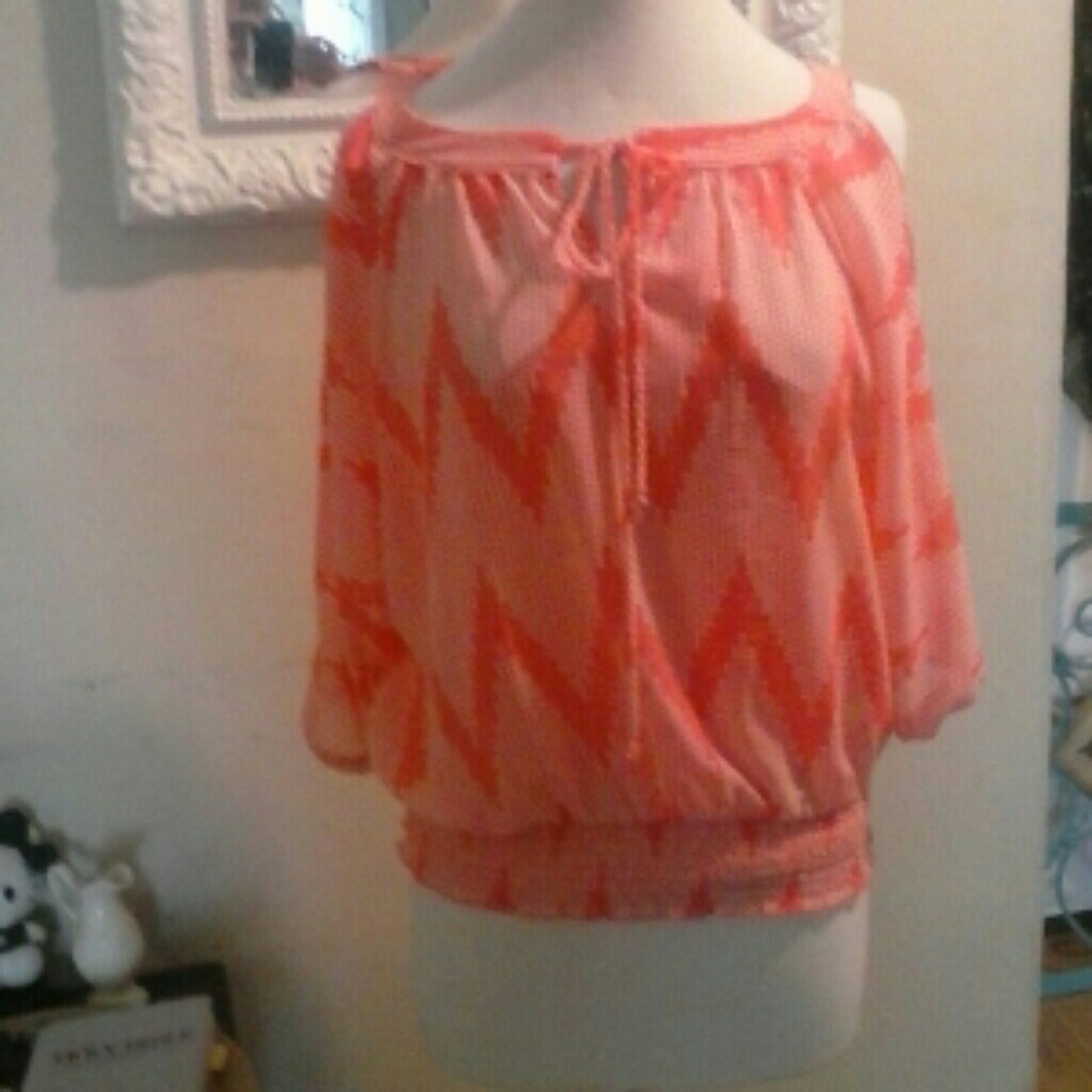 Gorgeous coral peasant top