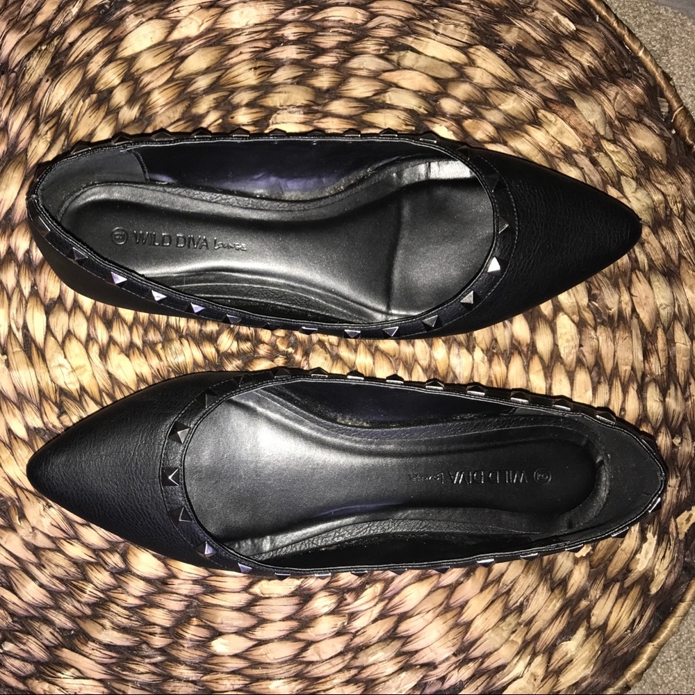 Black studded flats