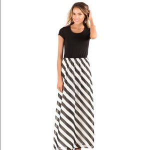 Black and white stripe maxi dress