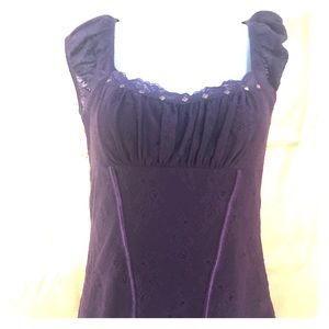 Rock & Republic purple top - lace & stud detail