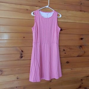 Geometric Print Pink Fit and Flare Dress