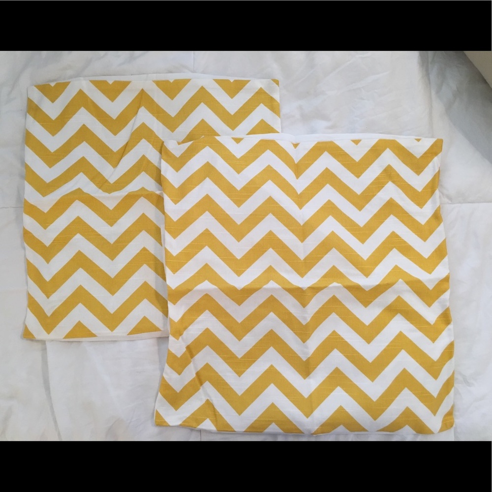 Adorable Yellow Chevron Pillow Covers - set of 2