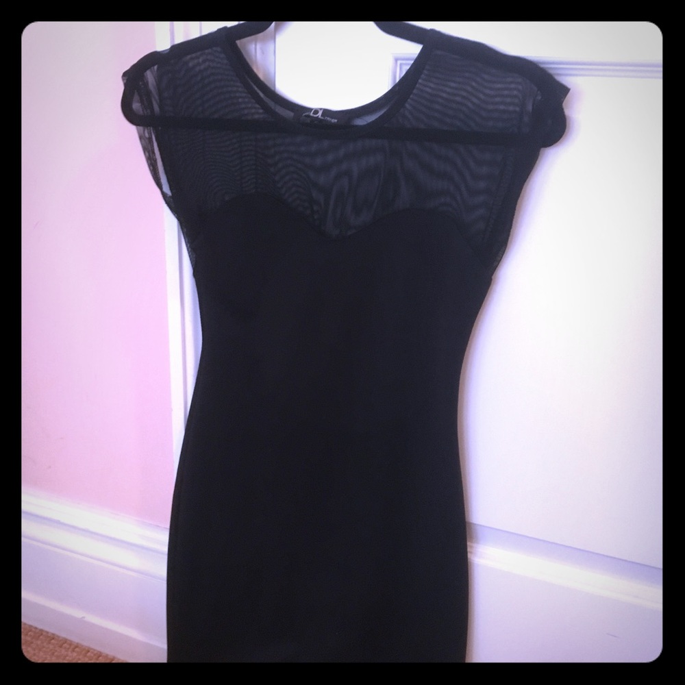 David Lerner Black Mini Dress With Mesh Top