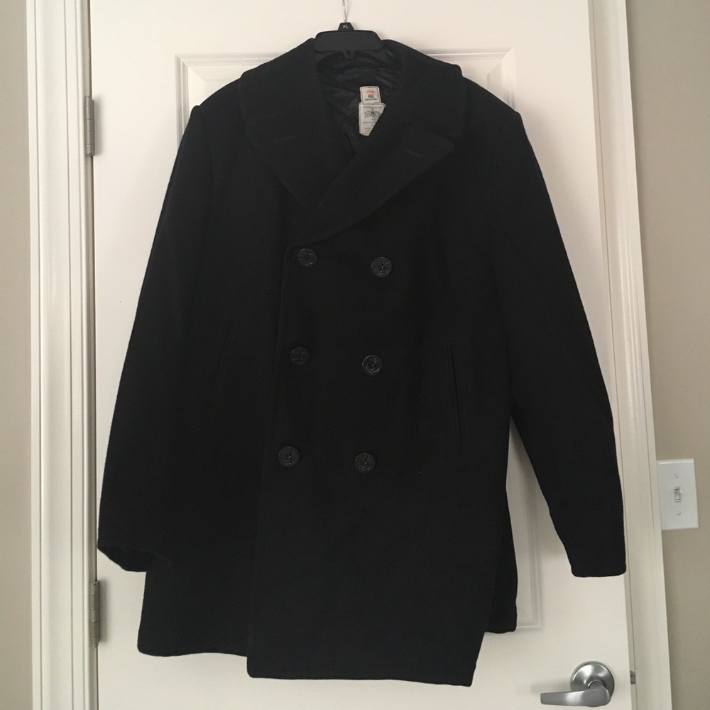 Men's black peacoat