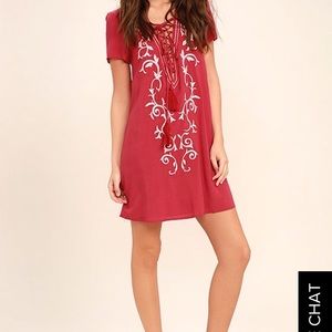 Lulus Down In Kokomo Red Embroidered Dress