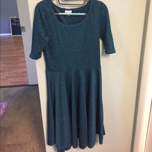 Dark teal Lularoe Nicole rose print dress