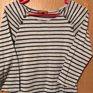 Hive & Honey navy and gray striped shirt