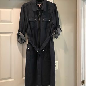 Denim "look" dress NWT. Zip front with belt.