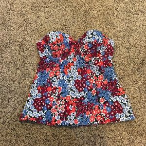 Loft Beach Sun Garden Tankini Top Medium- magenta