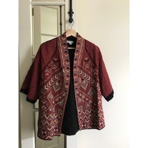 Folk print poncho-style jacket