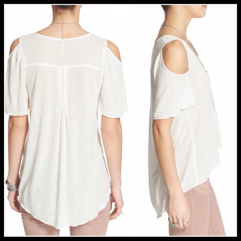 FREE PEOPLE IVORY TUNIC COLD OFF THE SHOULDERS TOP - Picture 2 of 8