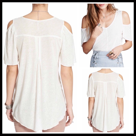 FREE PEOPLE IVORY TUNIC COLD OFF THE SHOULDERS TOP - Picture 5 of 8