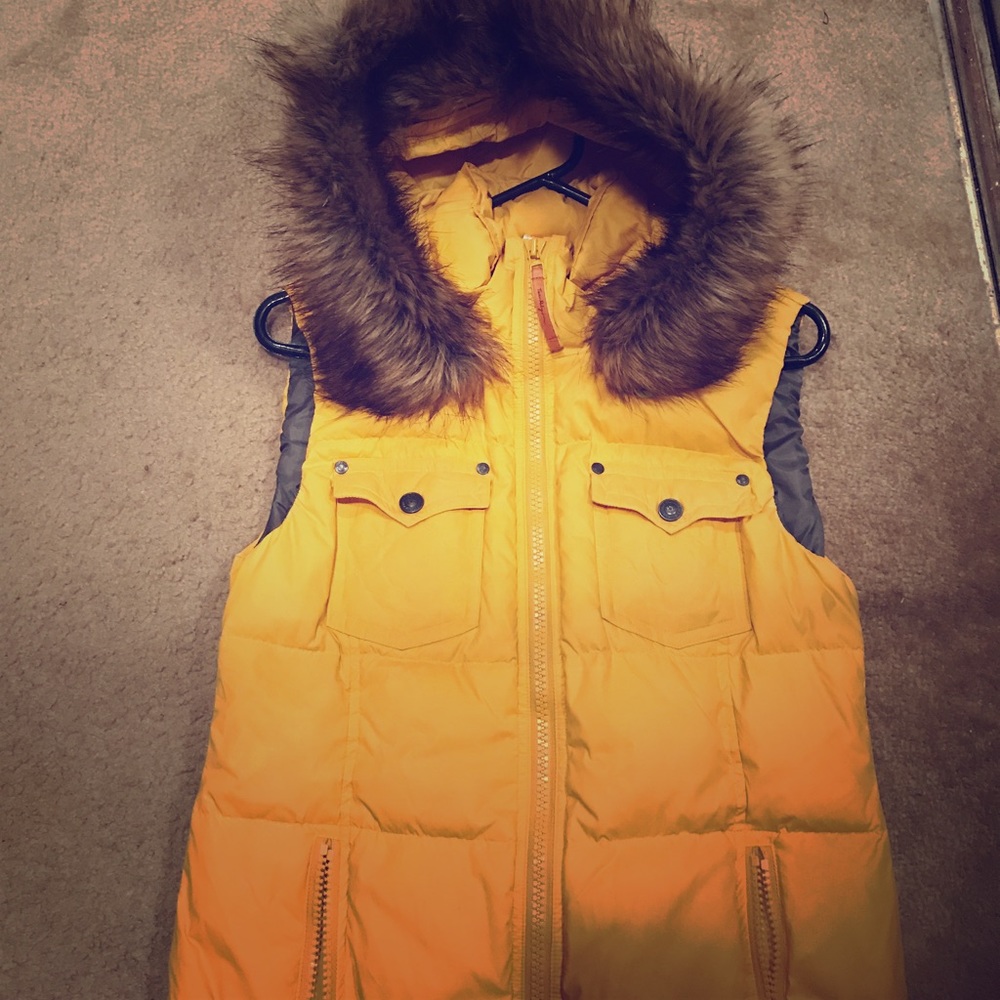 Yellow true religion puffer vest
