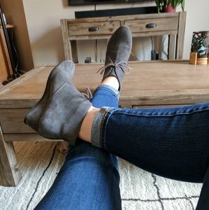 Nine West, Grey; Ankle Boots; 2" Heels