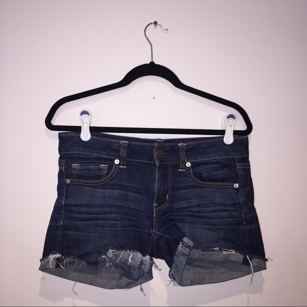Dark wash denim shorts