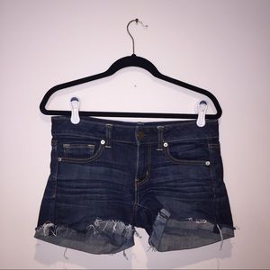 Dark wash denim shorts