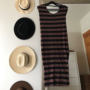 Striped open back dress